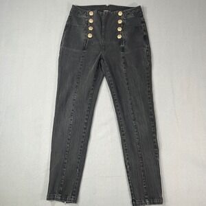 J McLaughlin Women Black hastings High Rise sailor Jeans Size 10 Zipper Ankle